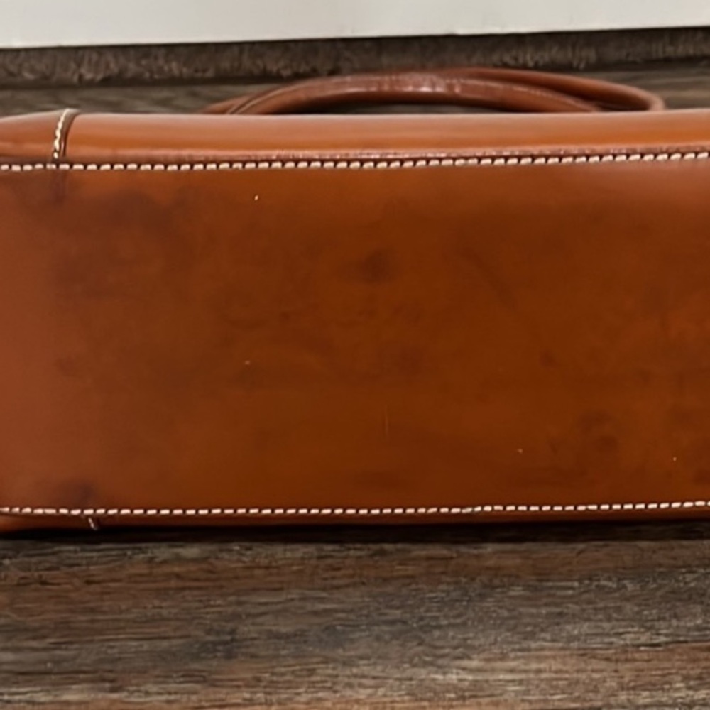 Lamberston Truex Cognac Leather Handbag, Vintage - Picture 7 of 15